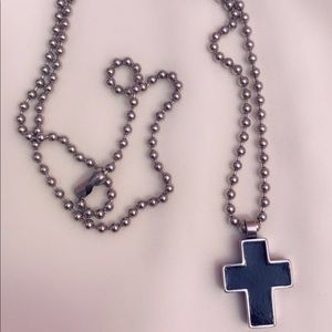 Men’s stainless steel black cross necklace